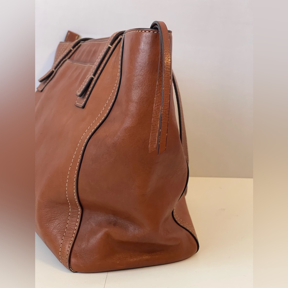 Fossil Brown Pebbled Leather Emma Tote Brass Key - Picture 7 of 16